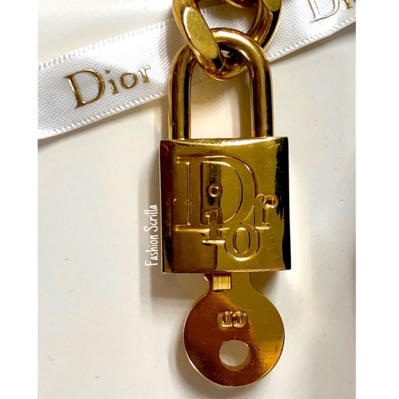 Christian Dior By John Galliano Vintage Runway Chain Link Logo Padlock Bracelet - Picture 9 of 16